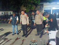 Polsek Legok Amankan Puluhan Remaja, Senjata Tajam Ikut Disita Petugas