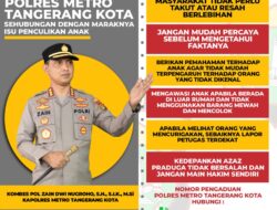 Sikapi Isu Penculikan Anak Yang Viral di Medsos, Ini Himbauan Kapolrestro Tangerang